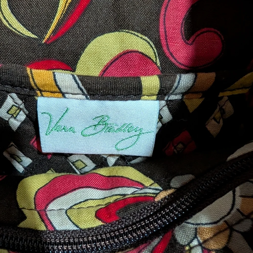 Vera Bradley Puccini Brown Red Flower Shoulder Bag Purse Tote Retired - Picture 13 of 15